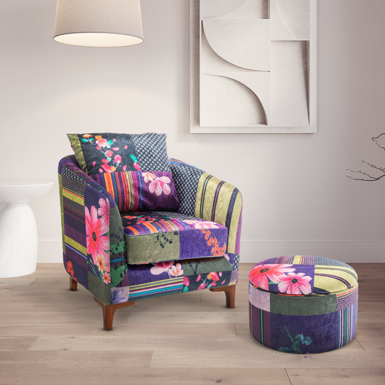 Latitude Vive Charlston Upholstered Armchair with Footstool Wayfair.co.uk